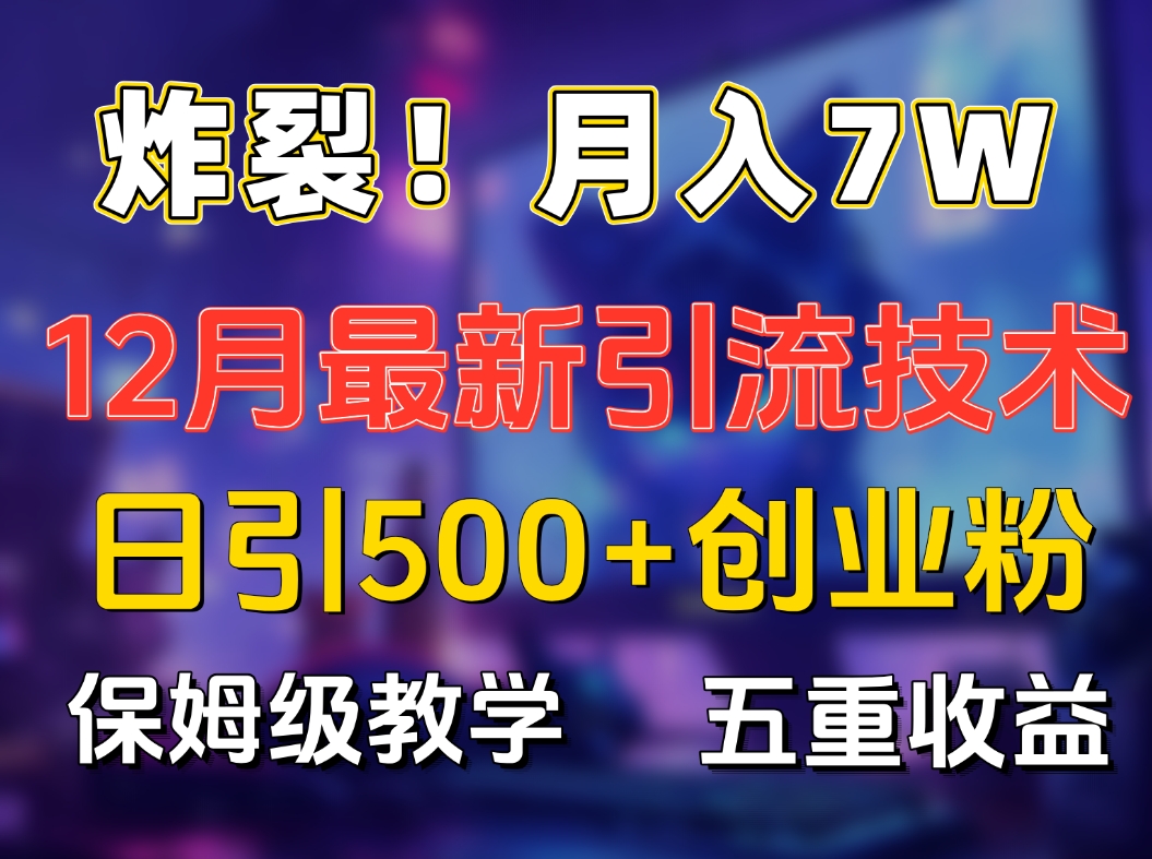 炸裂！月入7W+揭秘12月最新日引流500+精准创业粉，多重收益保姆级教学网创吧-网创项目资源站-副业项目-创业项目-搞钱项目恒杨云站