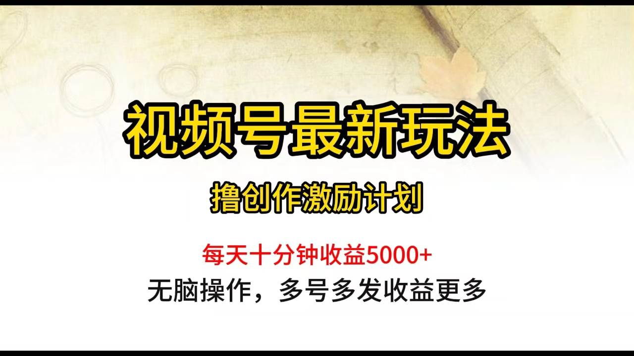 视频号最新玩法，每日一小时月入5000+网创吧-网创项目资源站-副业项目-创业项目-搞钱项目恒杨云站