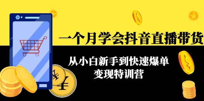 一个月学会抖音直播带货：从小白新手到快速爆单变现特训营(63节课)网创吧-网创项目资源站-副业项目-创业项目-搞钱项目恒杨云站