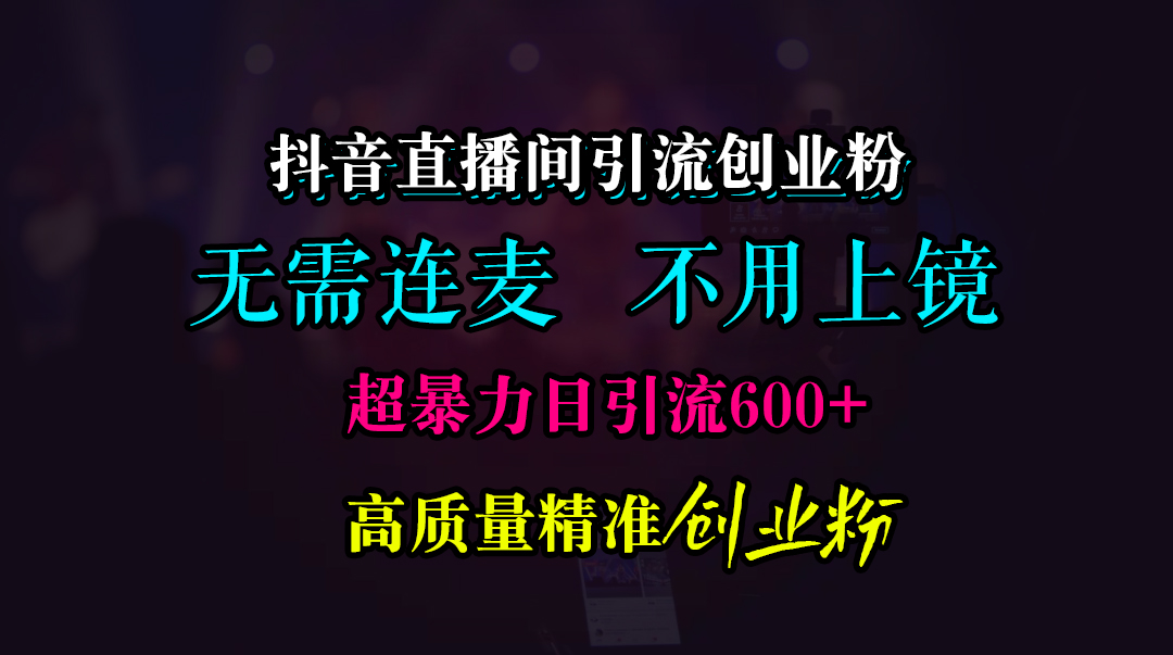 抖音直播间引流创业粉，无需连麦、无需上镜，超暴力日引流600+高质量精准创业粉网创吧-网创项目资源站-副业项目-创业项目-搞钱项目恒杨云站