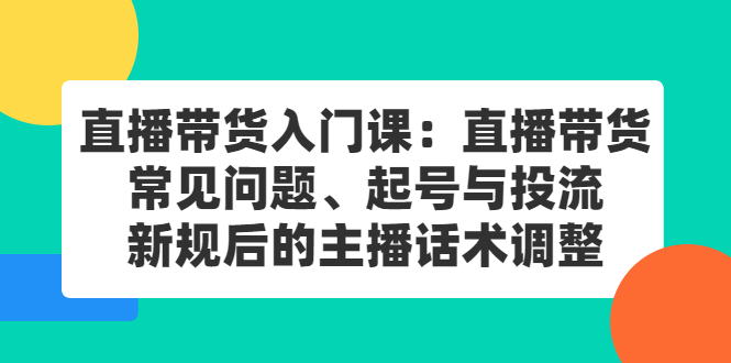 直播带货入门课：直播带货常见问题、起号与投流、新规后的主播话术调整网创吧-网创项目资源站-副业项目-创业项目-搞钱项目恒杨云站