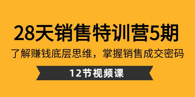 28天·销售特训营5期：了解赚钱底层思维，掌握销售成交密码（12节课）网创吧-网创项目资源站-副业项目-创业项目-搞钱项目恒杨云站