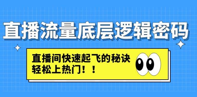 直播流量底层逻辑密码：直播间快速起飞的秘诀，轻松上热门网创吧-网创项目资源站-副业项目-创业项目-搞钱项目恒杨云站