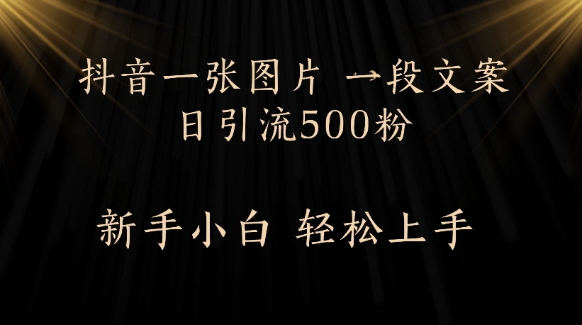 抖音一张图片,一段文案日引流500粉,新手小白 轻松上手网创吧-网创项目资源站-副业项目-创业项目-搞钱项目恒杨云站
