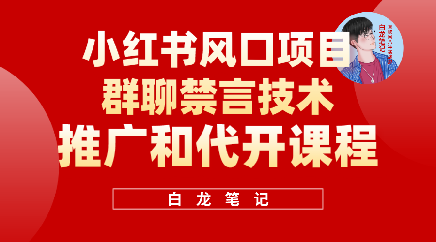 小红书风口项目日入300+，小红书群聊禁言技术代开项目，适合新手操作网创吧-网创项目资源站-副业项目-创业项目-搞钱项目恒杨云站