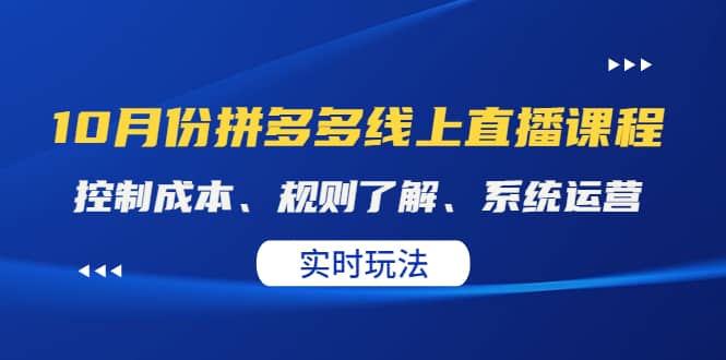 某收费10月份拼多多线上直播课： 控制成本、规则了解、系统运营。实时玩法网创吧-网创项目资源站-副业项目-创业项目-搞钱项目恒杨云站