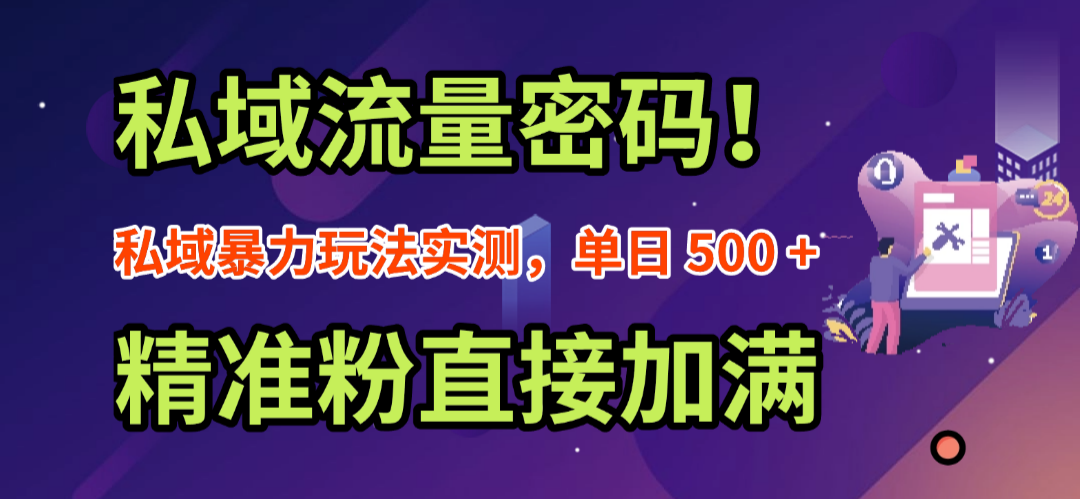 私域流量密码！私域暴力玩法实测，单日 500 + 精准粉直接加满网创吧-网创项目资源站-副业项目-创业项目-搞钱项目恒杨云站