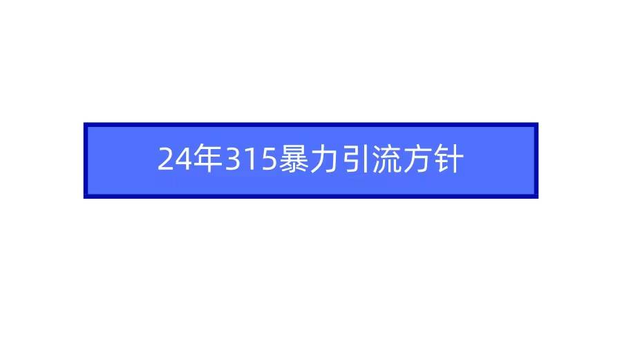 2024年315暴力引流方针网创吧-网创项目资源站-副业项目-创业项目-搞钱项目恒杨云站