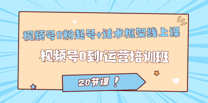 视频号·0粉起号+话术框架线上课：视频号0到1运营培训班（20节课）网创吧-网创项目资源站-副业项目-创业项目-搞钱项目恒杨云站