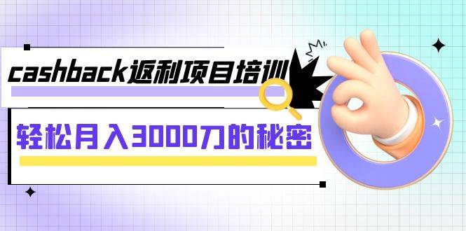 cashback返利项目培训：轻松月入3000刀的秘密（8节课）网创吧-网创项目资源站-副业项目-创业项目-搞钱项目恒杨云站