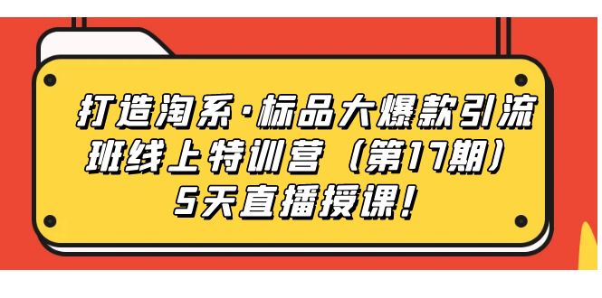 打造淘系·标品大爆款引流班线上特训营5天直播授课！网创吧-网创项目资源站-副业项目-创业项目-搞钱项目恒杨云站