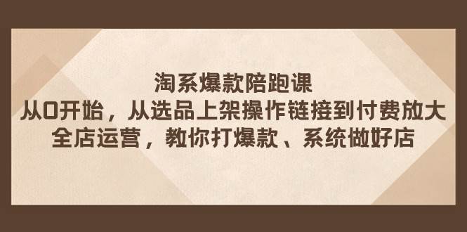 淘系爆款陪跑课 从选品上架操作链接到付费放大 全店运营 打爆款 系统做好店网创吧-网创项目资源站-副业项目-创业项目-搞钱项目恒杨云站