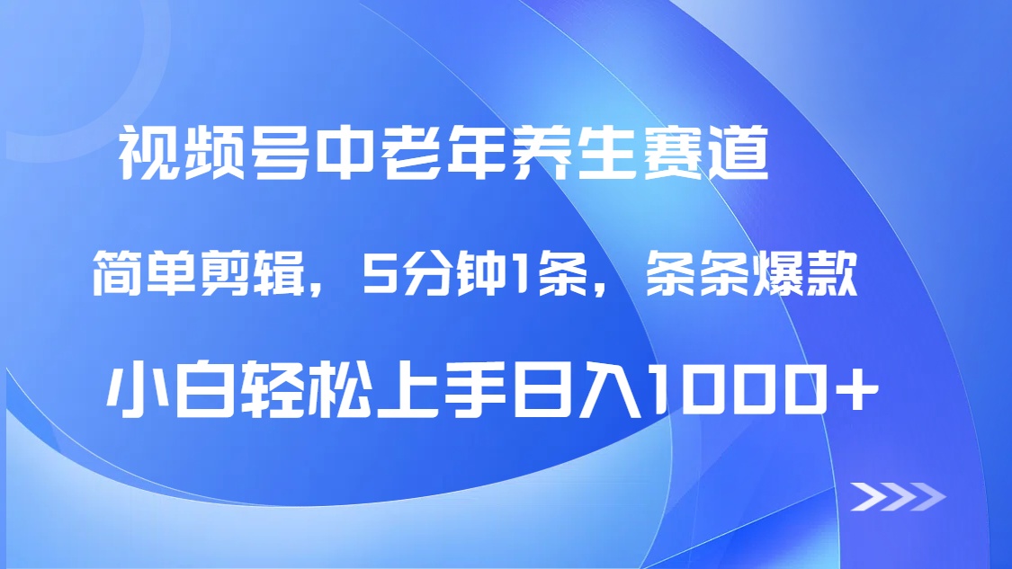 DeepSeek+既梦做视频号中老年养生赛道，条条爆款5分钟1条，轻松日入1000+网创吧-网创项目资源站-副业项目-创业项目-搞钱项目恒杨云站