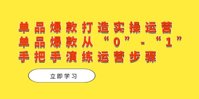 单品爆款打造实操运营，单品爆款从“0”-“1”手把手演练运营步骤网创吧-网创项目资源站-副业项目-创业项目-搞钱项目恒杨云站