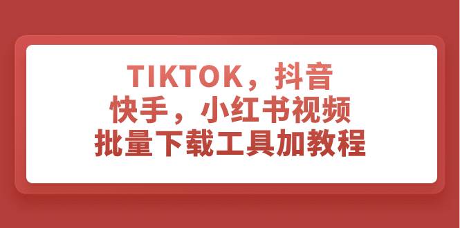 TIKTOK，抖音，快手，小红书视频批量下载工具加教程网创吧-网创项目资源站-副业项目-创业项目-搞钱项目恒杨云站