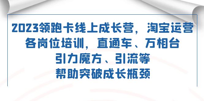 2023领跑·卡 线上成长营 淘宝运营各岗位培训 直通车 万相台 引力魔方 引流网创吧-网创项目资源站-副业项目-创业项目-搞钱项目恒杨云站