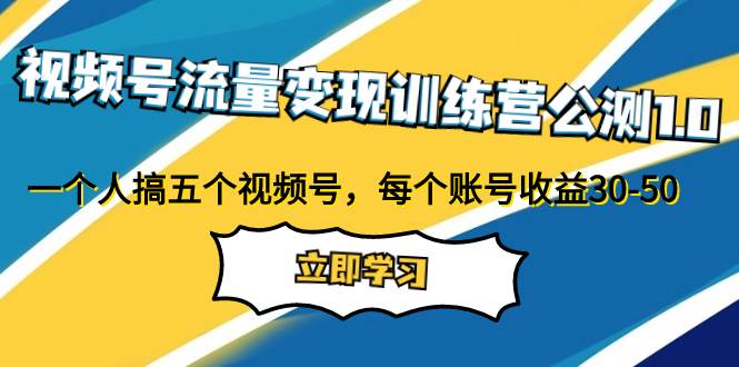 视频号流量变现训练营公测1.0：一个人搞五个视频号，每个账号收益30-50网创吧-网创项目资源站-副业项目-创业项目-搞钱项目恒杨云站