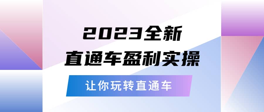 2023全新直通车·盈利实操：从底层，策略到搭建，让你玩转直通车网创吧-网创项目资源站-副业项目-创业项目-搞钱项目恒杨云站