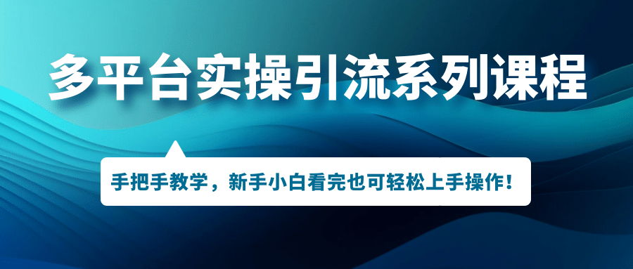 多平台实操引流系列课程，手把手教学，新手小白看完也可轻松上手引流操作网创吧-网创项目资源站-副业项目-创业项目-搞钱项目恒杨云站
