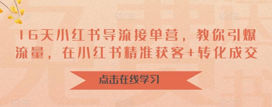 16天-小红书 导流接单营，教你引爆流量，在小红书精准获客+转化成交网创吧-网创项目资源站-副业项目-创业项目-搞钱项目恒杨云站