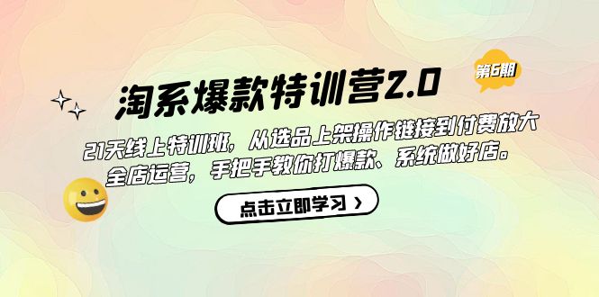 淘系爆款特训营2.0【第六期】从选品上架到付费放大 全店运营 打爆款 做好店网创吧-网创项目资源站-副业项目-创业项目-搞钱项目恒杨云站