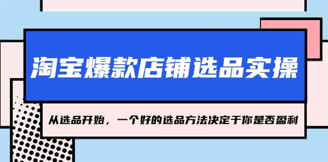 淘宝爆款店铺选品实操，2023从选品开始，一个好的选品方法决定于你是否盈利网创吧-网创项目资源站-副业项目-创业项目-搞钱项目恒杨云站