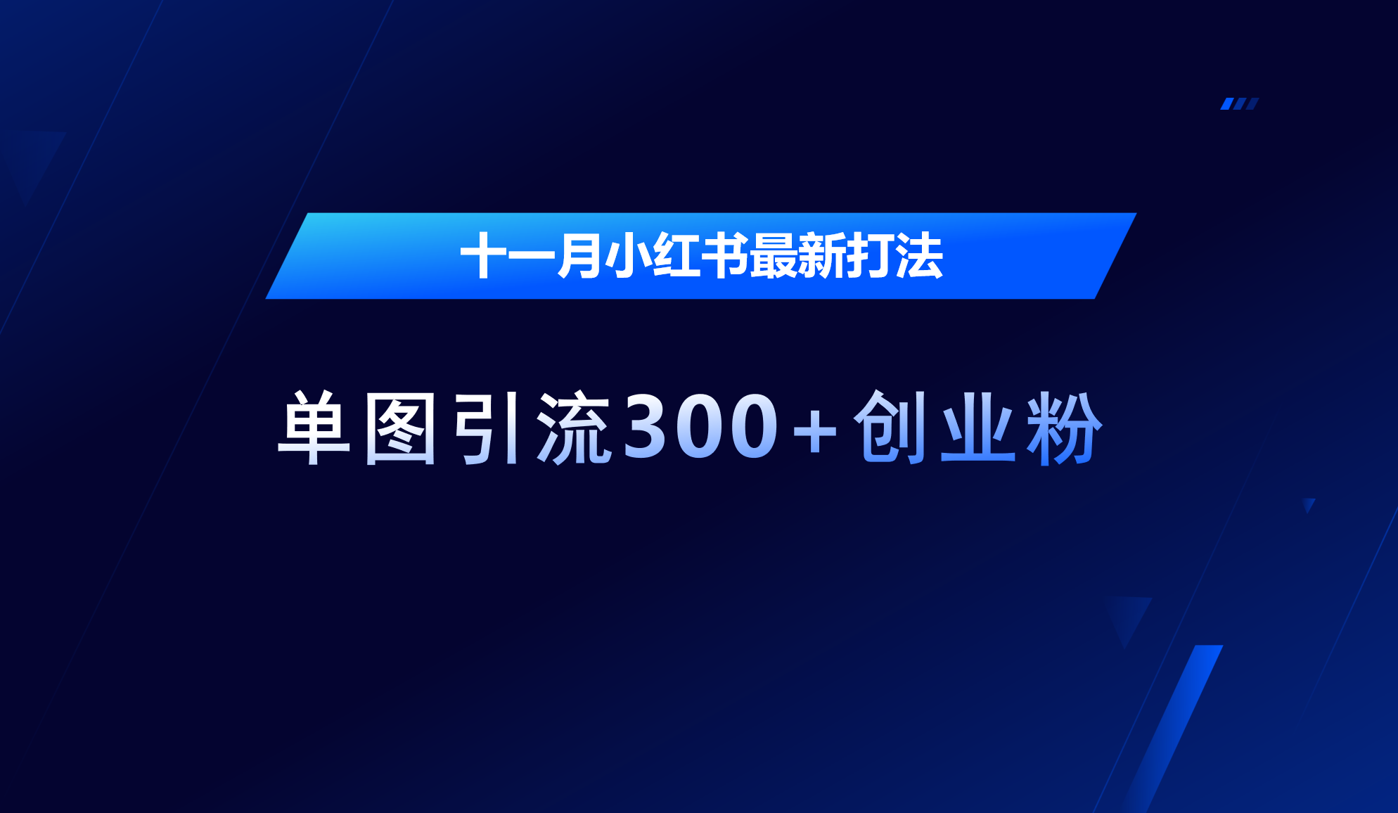 十一月，小红书最新打法，单图引流300+创业粉网创吧-网创项目资源站-副业项目-创业项目-搞钱项目恒杨云站