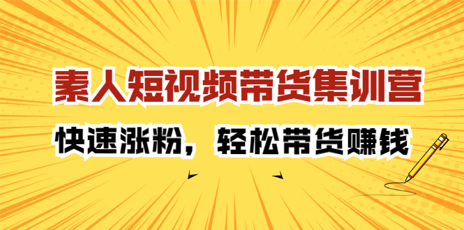 素人短视频带货集训营：快速涨粉，轻松带货赚钱网创吧-网创项目资源站-副业项目-创业项目-搞钱项目恒杨云站