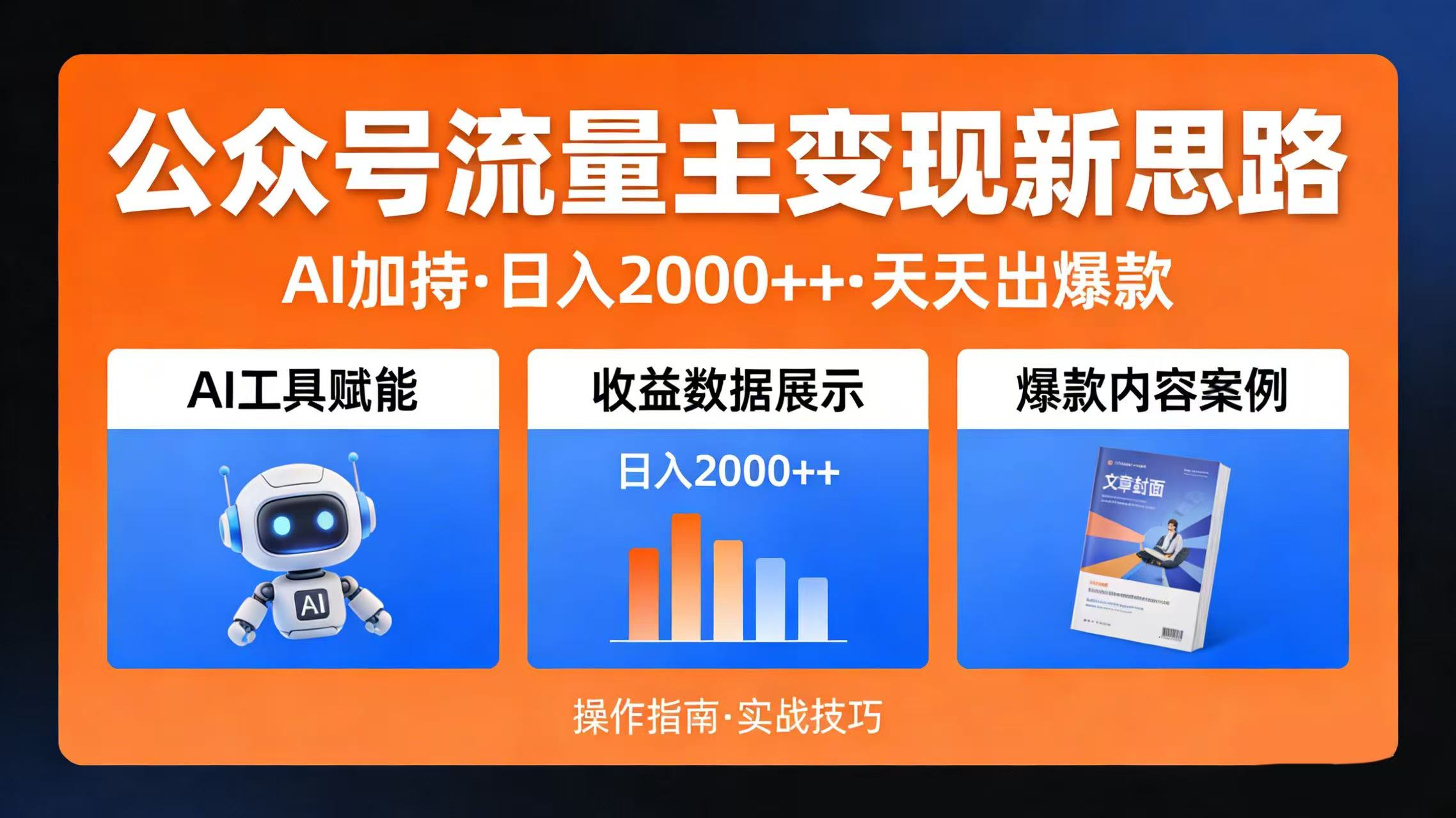 公众号流量主变现新思路：AI 加持，日入 2000++ 天天出爆款网创吧-网创项目资源站-副业项目-创业项目-搞钱项目恒杨云站