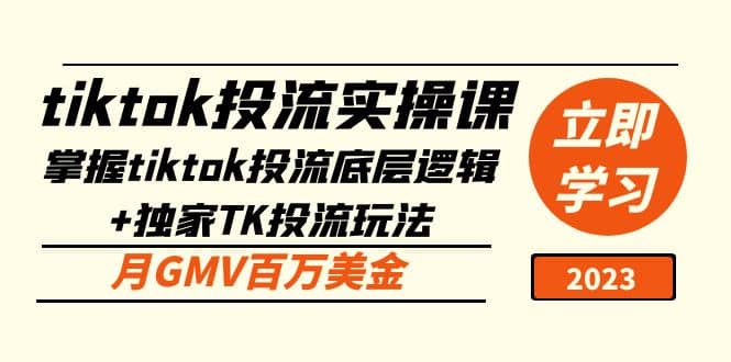 tiktok投流实操课：掌握tiktok投流底层逻辑+独家TK投流玩法网创吧-网创项目资源站-副业项目-创业项目-搞钱项目恒杨云站