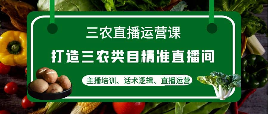 三农直播运营课：打造三农类目精准直播间，主播培训、话术逻辑、直播运营网创吧-网创项目资源站-副业项目-创业项目-搞钱项目恒杨云站