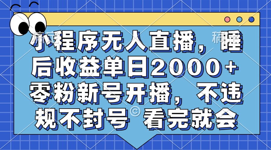 小程序无人直播，睡后收益单日2000+ 零粉新号开播，不违规不封号 看完就会网创吧-网创项目资源站-副业项目-创业项目-搞钱项目恒杨云站