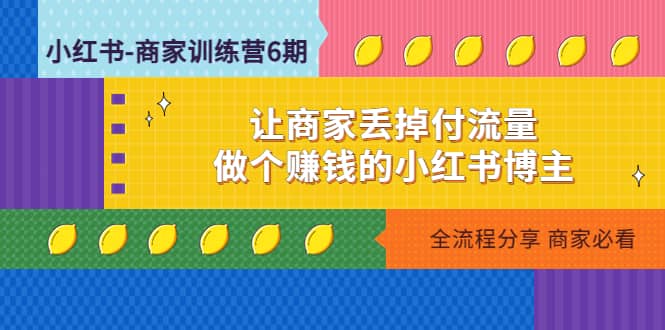小红书-商家训练营12期：让商家丢掉付流量网创吧-网创项目资源站-副业项目-创业项目-搞钱项目恒杨云站
