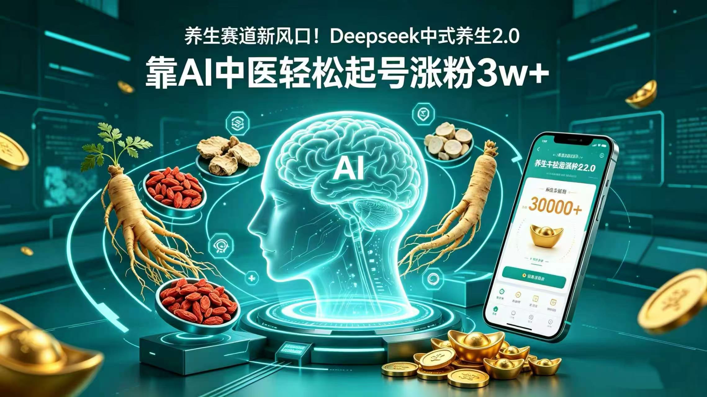 养生赛道新风口！Deepseek 中式养生 2.0，靠 AI 中医轻松起号涨粉 3w+网创吧-网创项目资源站-副业项目-创业项目-搞钱项目恒杨云站
