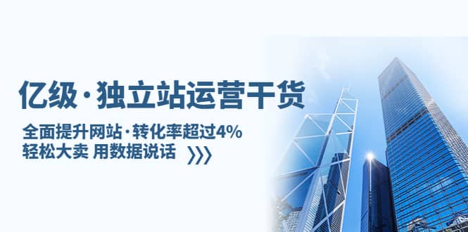 独立站运营干货：全面提升网站·转化率超过4%，轻松大卖 用数据说话网创吧-网创项目资源站-副业项目-创业项目-搞钱项目恒杨云站