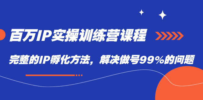 百万IP实战训练营课程，完整的IP孵化方法，解决做号99%的问题网创吧-网创项目资源站-副业项目-创业项目-搞钱项目恒杨云站