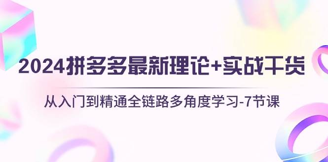 2024拼多多 最新理论+实战干货，从入门到精通全链路多角度学习-7节课网创吧-网创项目资源站-副业项目-创业项目-搞钱项目恒杨云站
