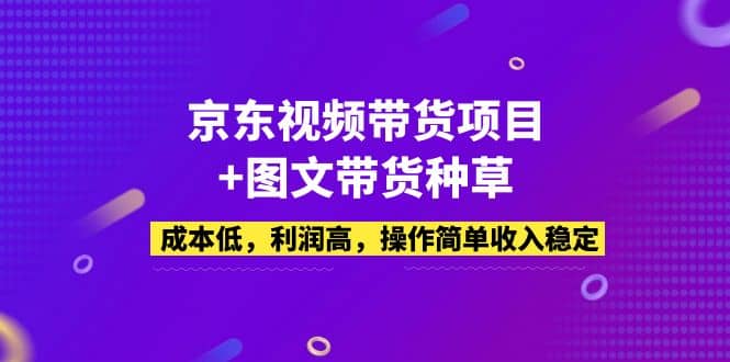 京东视频带货项目+图文带货种草，成本低，利润高，操作简单收入稳定网创吧-网创项目资源站-副业项目-创业项目-搞钱项目恒杨云站