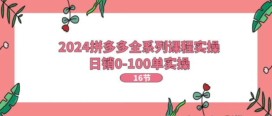 2024拼多多全系列课程实操，日销0-100单实操【16节课】网创吧-网创项目资源站-副业项目-创业项目-搞钱项目恒杨云站