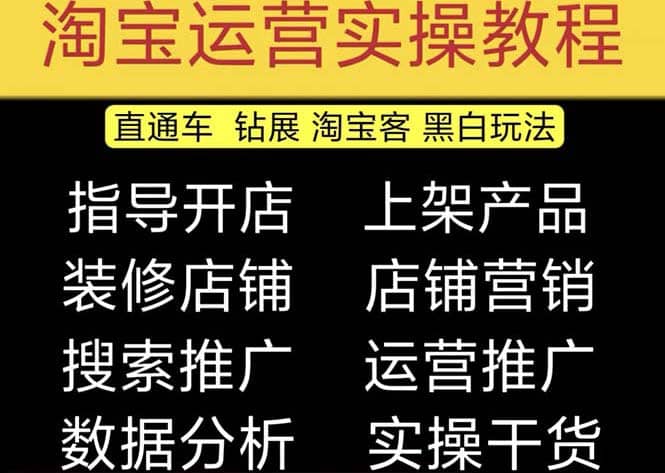 2023淘宝开店教程0基础到高级全套视频网店电商运营培训教学课程（2月更新）网创吧-网创项目资源站-副业项目-创业项目-搞钱项目恒杨云站