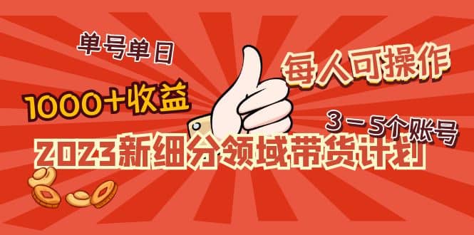 2023新细分领域带货计划：单号单日1000+收益不难，每人可操作3-5个账号网创吧-网创项目资源站-副业项目-创业项目-搞钱项目恒杨云站