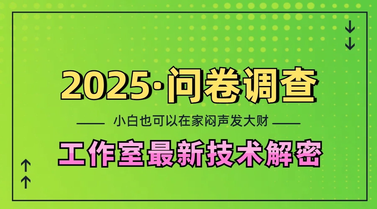 2025《问卷调查》最新工作室技术解密:一个人在家也可以闷声发大财,小白一天200+,可矩阵放大网创吧-网创项目资源站-副业项目-创业项目-搞钱项目恒杨云站