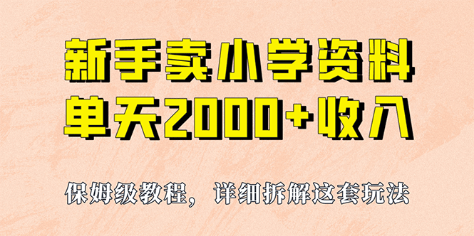 我如何通过卖小学资料，实现单天2000+，实操项目，保姆级教程+资料+工具网创吧-网创项目资源站-副业项目-创业项目-搞钱项目恒杨云站