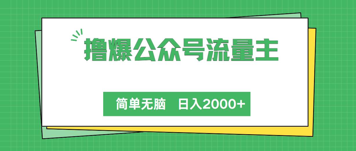 撸爆公众号流量主，简单无脑，单日变现2000+网创吧-网创项目资源站-副业项目-创业项目-搞钱项目恒杨云站