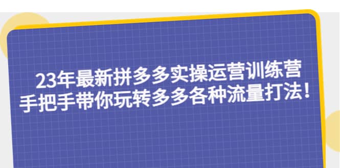 23年最新拼多多实操运营训练营：手把手带你玩转多多各种流量打法！网创吧-网创项目资源站-副业项目-创业项目-搞钱项目恒杨云站