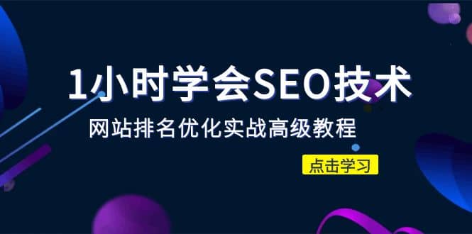 1小时学会SEO技术 网站排名优化实战高级教程-秒杀市面95%收费几千的SEO教程网创吧-网创项目资源站-副业项目-创业项目-搞钱项目恒杨云站