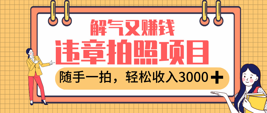 最新违章拍照赚钱，解气又赚钱的项目，随手一拍，轻松收入3000+网创吧-网创项目资源站-副业项目-创业项目-搞钱项目恒杨云站