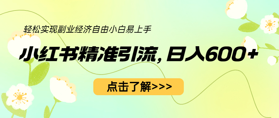 小红书精准引流，小白日入600+，轻松实现副业经济自由（教程+1153G资源）网创吧-网创项目资源站-副业项目-创业项目-搞钱项目恒杨云站