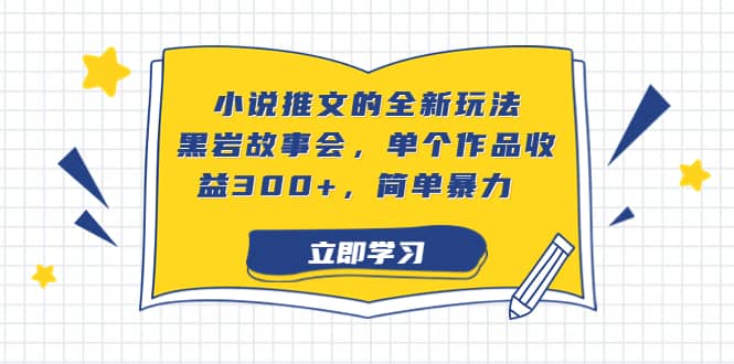 小说推文的全新玩法，黑岩故事会，单个作品收益300+，简单暴力网创吧-网创项目资源站-副业项目-创业项目-搞钱项目恒杨云站