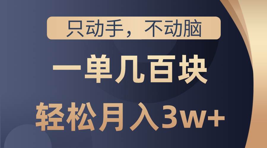 只动手不动脑，一单几百块，轻松月入3w+，看完就能直接操作，详细教程网创吧-网创项目资源站-副业项目-创业项目-搞钱项目恒杨云站